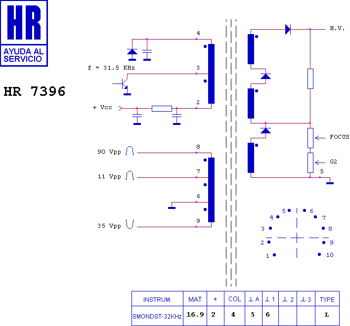 Строчный трансформатор схема